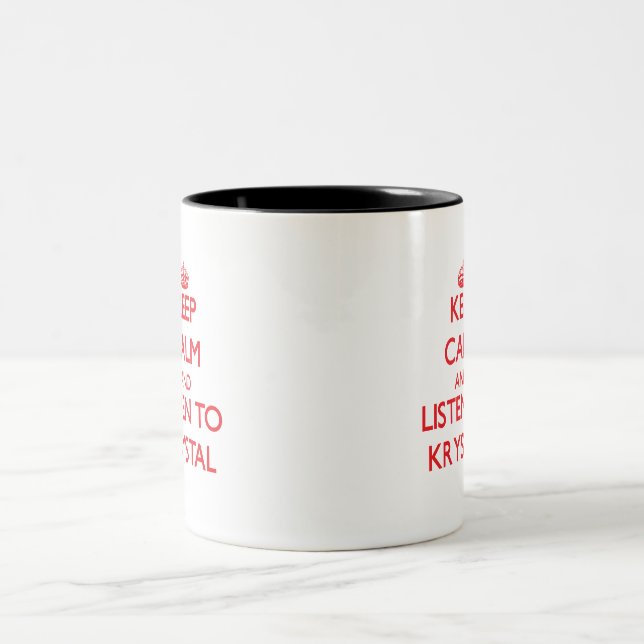Håll lugn och lyssna till Krystal Två-Tonad Mugg (Center)