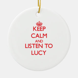 Håll lugn och lyssna till Lucy Julgransprydnad Keramik