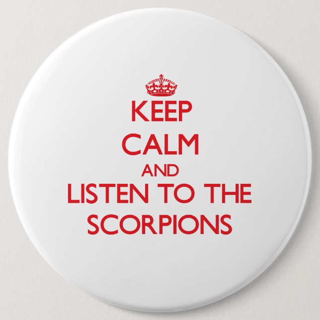Håll lugn och lyssna till scorpionsna knapp (Framsida)