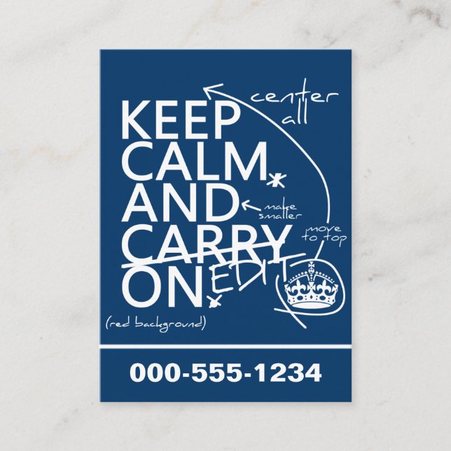 Håll lugn och redigera på (i någon färg) visitkort (Framsida)