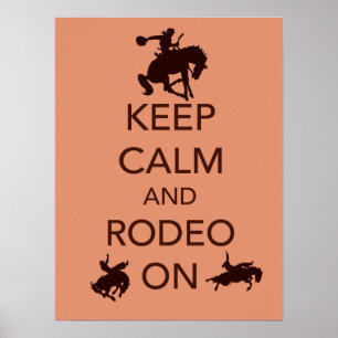Håll lugn och rodeoen på cowboycowgirlaffischen poster