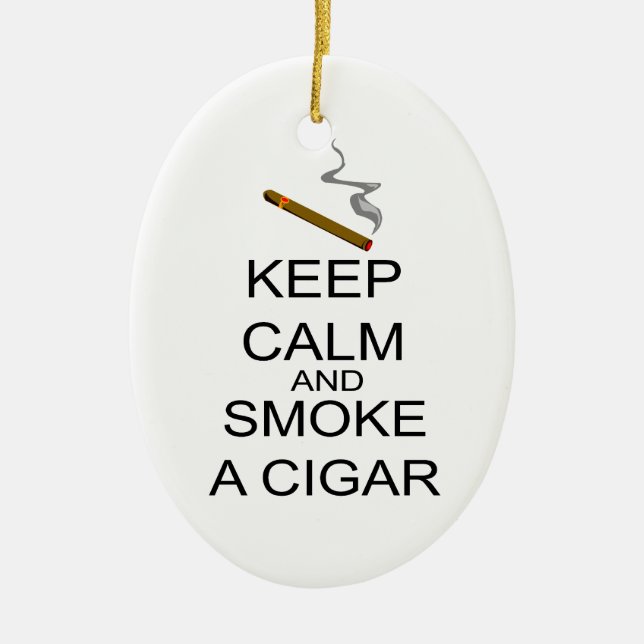 Håll lugn och röka en cigarr julgransprydnad keramik (Framsidan)