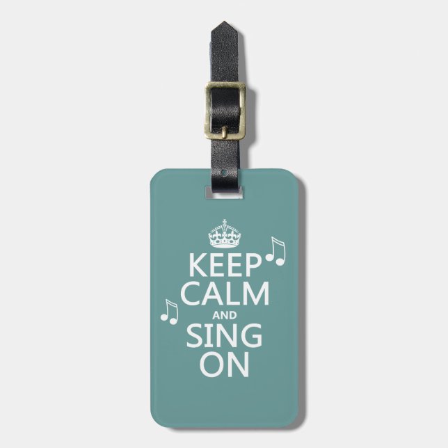 Håll lugn och sjunga på - alla färger bagagebricka (Vertikal Framsida)