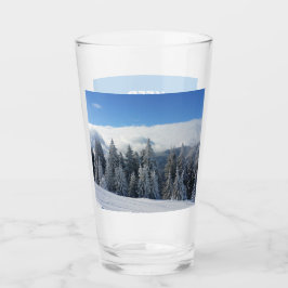 Håll lugn och skida mig skidar på sluttar glaskopp