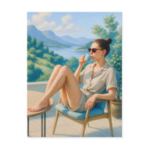 Håll lugn och slappna av Vattenfärg Postkort