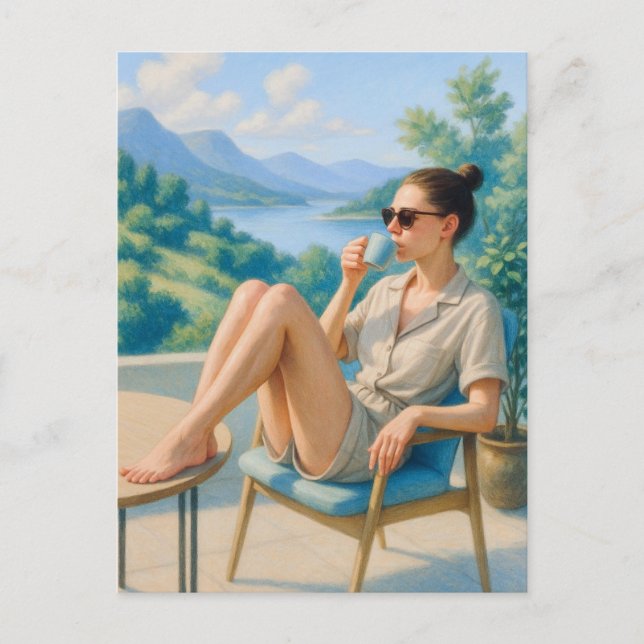 Håll lugn och slappna av Vattenfärg Postkort Vykort (Framsida)