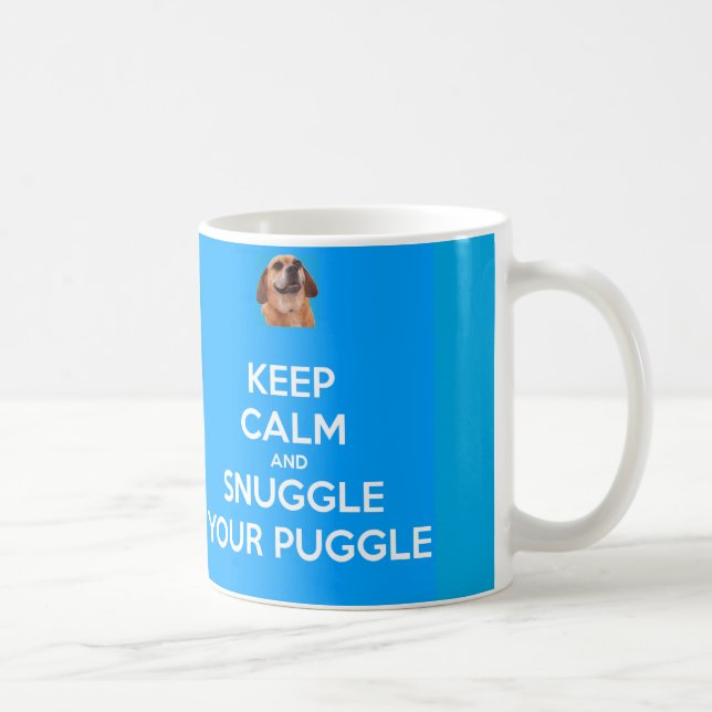 Håll lugn och Snuggle din Puggle MUGG - blått (Höger)