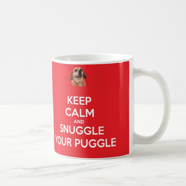 Håll lugn och Snuggle din röda Puggle MUGG - (Höger)