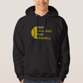 Håll lugn och spela baseboll hoodie
