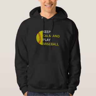 Håll lugn och spela baseboll hoodie