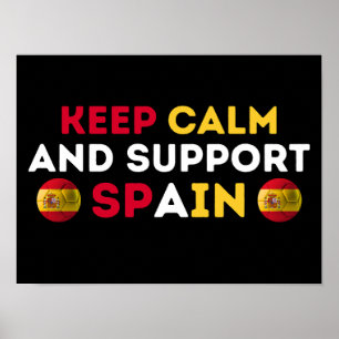Håll lugn och stöd Spaniens fotbollslandslag Poster