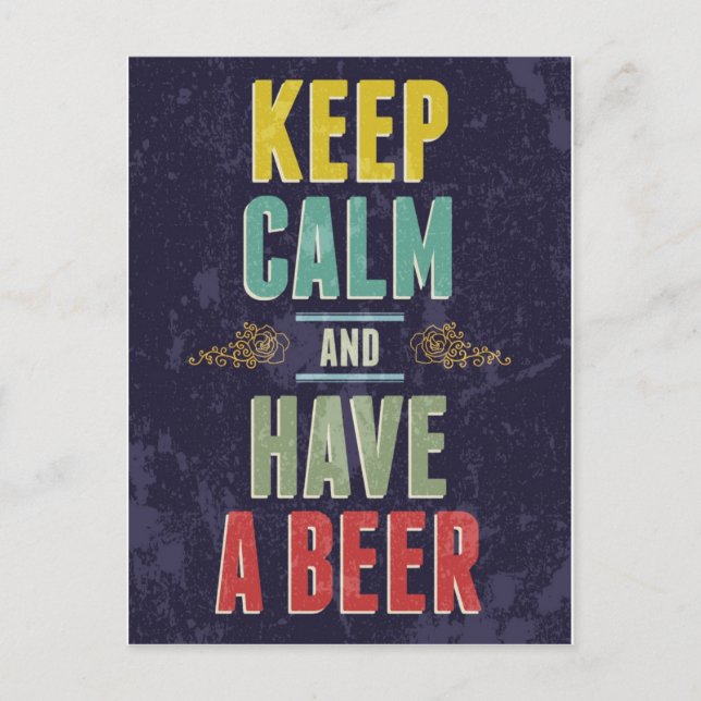 Håll lugn och ta en öl vykort (Framsida)