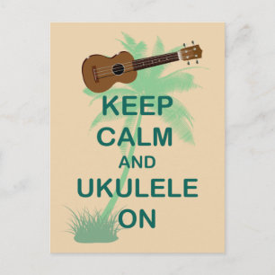 Håll lugn och ukulele på Unik rolig tryckta vara Vykort