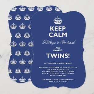 Håll lugn Roliga Tvillingar Par Baby Shower Inbjud Inbjudningar