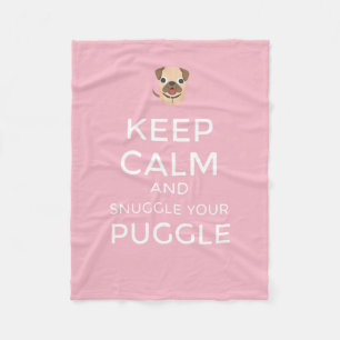 Håll lugn & Snuggle din Puggle - beställnings- Fleecefilt
