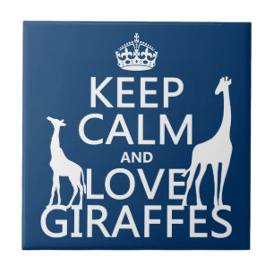 Håll lugnaa och kärlekgiraff - allt färgar kakelplatta
