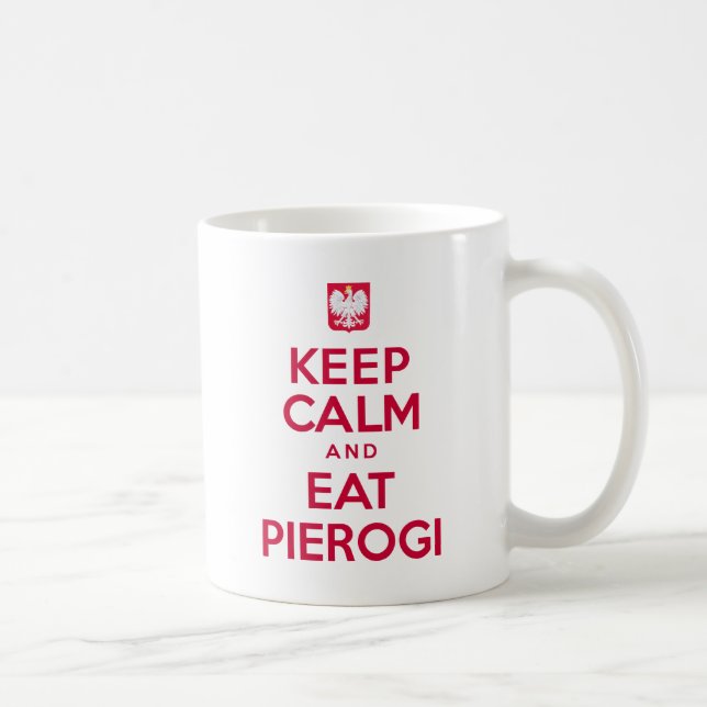 Håll lugnat och äta den Pierogi muggen Kaffemugg (Höger)