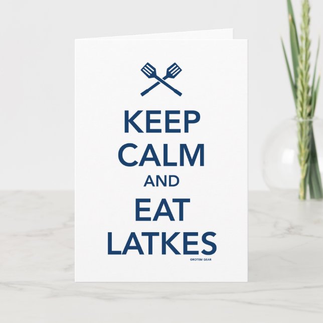 Håll lugnat och äta Latkes Helgkort (Framsida)