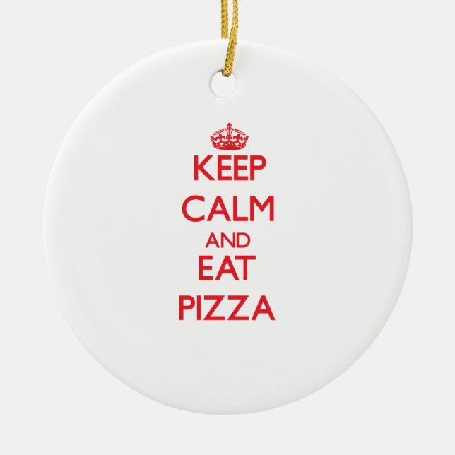 Håll lugnat och äta Pizza Julgransprydnad Keramik (Framsidan)