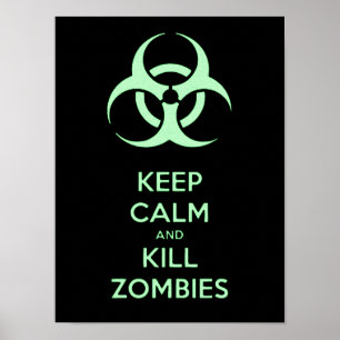 Håll lugnat och döda zombies, grönt symbol för poster