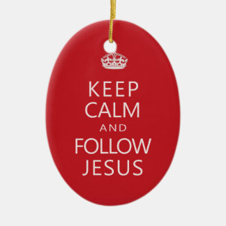 Håll lugnat och följ Jesus den kristna humorn Julgransprydnad Keramik