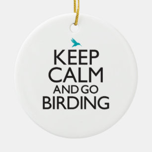 Håll lugnat och gå Birding Julgransprydnad Keramik