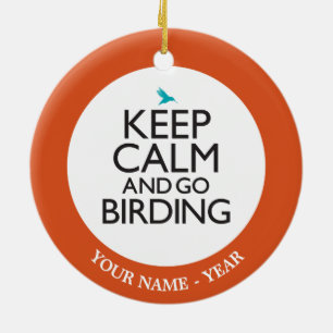 Håll lugnat och gå Birding Julgransprydnad Keramik