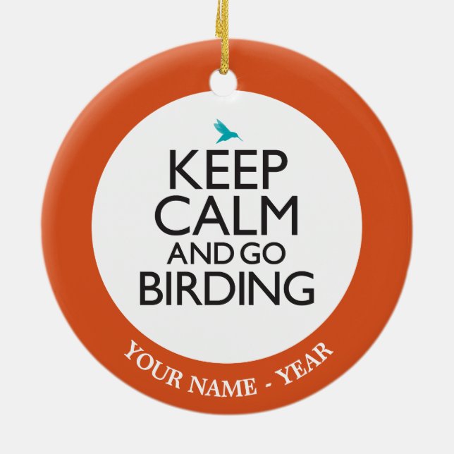 Håll lugnat och gå Birding Julgransprydnad Keramik (Baksidan)