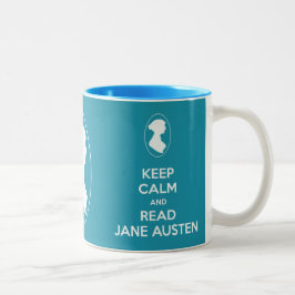 Håll lugnat och läs muggen för det Jane Austen Två-Tonad Mugg