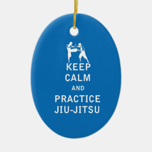 Håll lugnat och öva Jiu-Jitsu Julgransprydnad Keramik