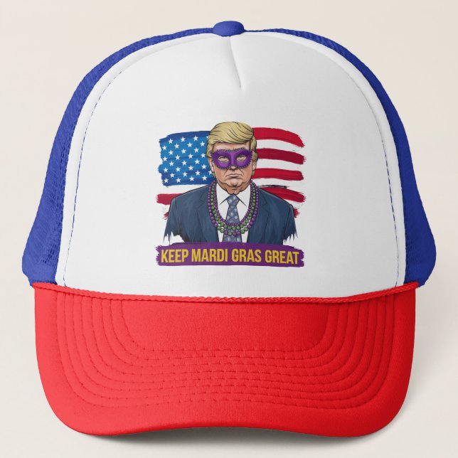 Håll Mardi Gras fantastiskt rolig Trump Mardi Gras Keps (Framsida)