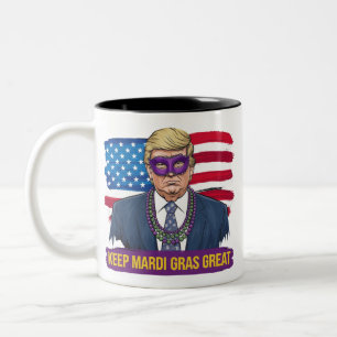 Håll Mardi Gras fantastiskt roligt Trump Mardi Gra Två-Tonad Mugg
