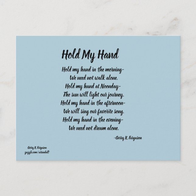 HÅLL MIN HAND POSTCARD VYKORT (Framsida)