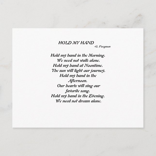 HÅLL MIN HAND-vykort Vykort (Framsida)