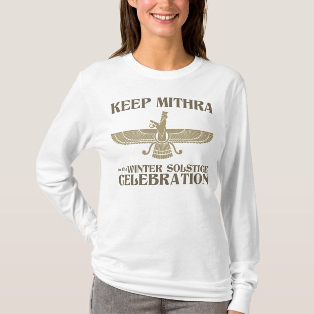 Håll Mithra i vinterSolsticefirandet T-shirt (Framsida)