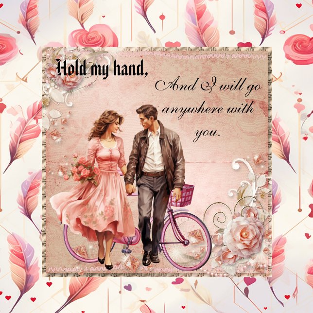 Håll muspekaren mitt hand, romantiskt Valentines d Julkort (Hold My Hand Romantic Valentines Day Couple Photo Holiday Card)