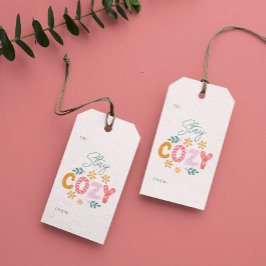 Håll Mysigt jul, ljus Rand Presentetikett