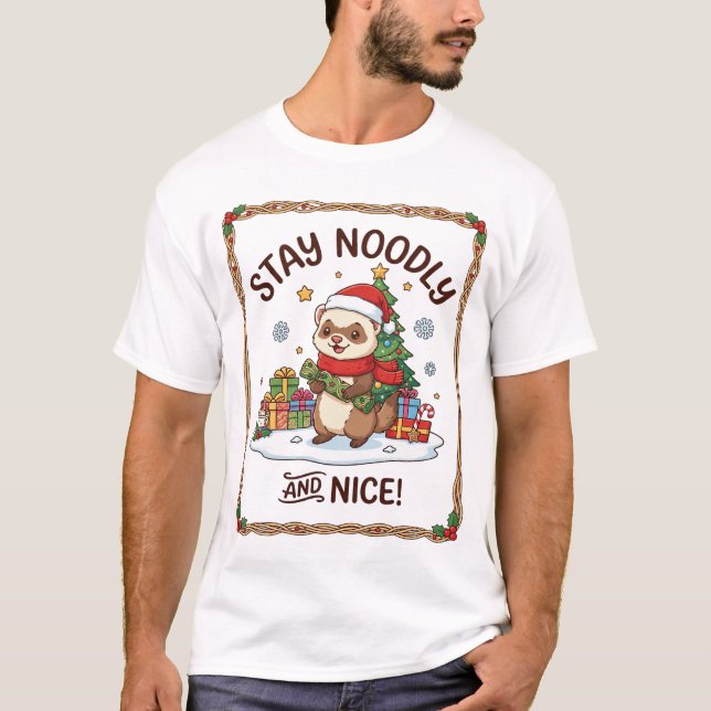 Håll Noodly Snälla Iller Julgran Presenter T Shirt (Framsida)