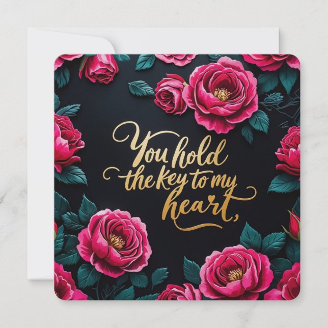 Håll nyckel till mina hjärtklaffskort julkort (Framsida)