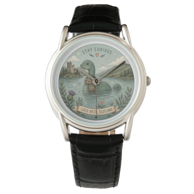 Håll Nyfiken Mysig Kryptid Nessie Loch Ness Monste Armbandsur (Framsida)