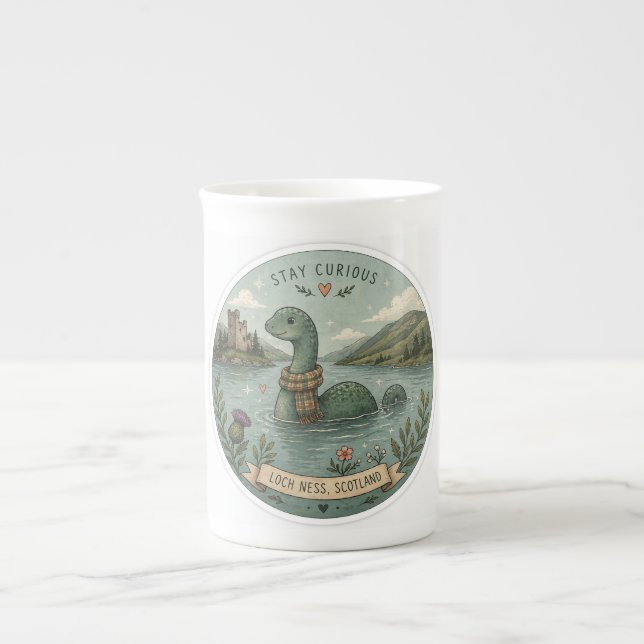 Håll Nyfiken Mysig Kryptid Nessie Loch Ness Monste Benporslin Mugg (Framsidan)