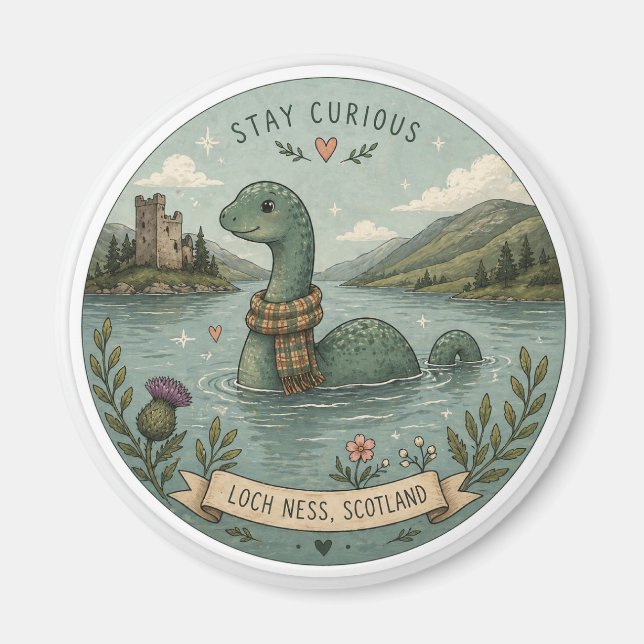 Håll Nyfiken Mysig Kryptid Nessie Loch Ness Monste Magnet (Framsidan)