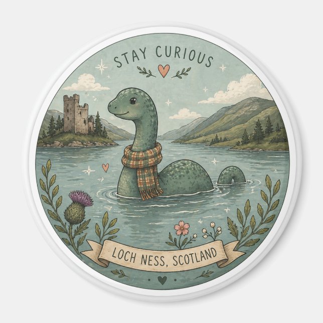 Håll Nyfiken Mysig Kryptid Nessie Loch Ness Monste Magnet (Framsidan)