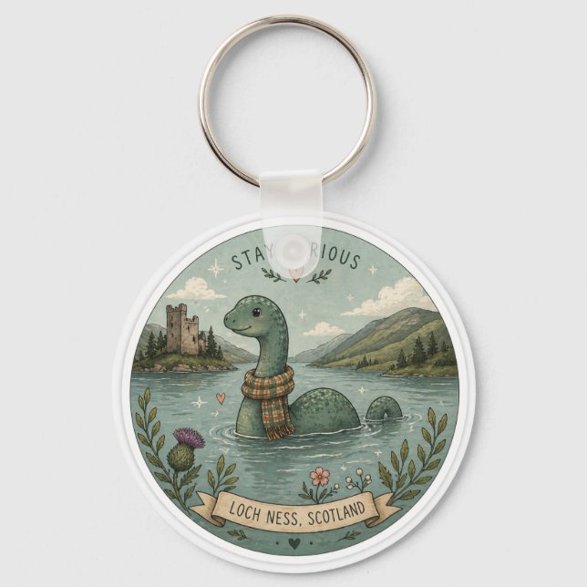 Håll nyfiken mysig kryptid Nessie Loch Ness Monste Nyckelring (Framsida)