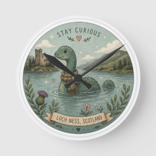 Håll Nyfiken Mysig Kryptid Nessie Loch Ness Monste Rund Klocka