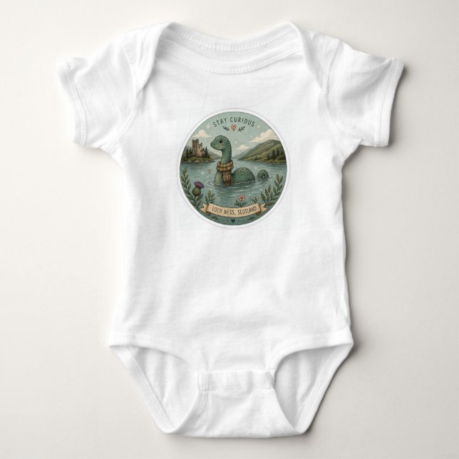 Håll nyfiken mysig kryptid Nessie Loch Ness Monste T Shirt (Framsida)