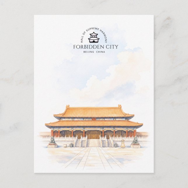Hall of Supreme Harmony, Förbjudna staden, Resa Vykort (Framsida)