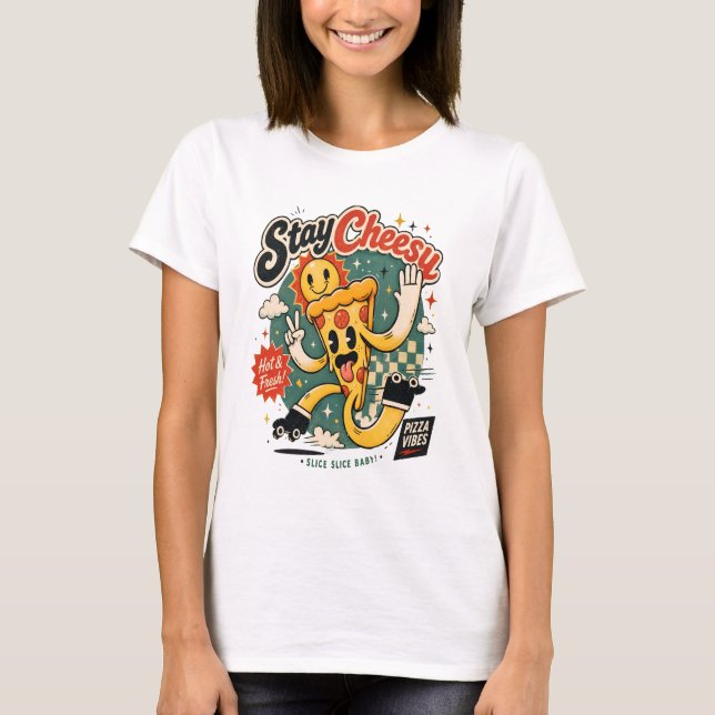 Håll Ostig Rullskridskoåkare Pizzabit T Shirt (Framsida)