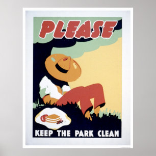 Håll parkerarengöringen 1937 WPA Poster