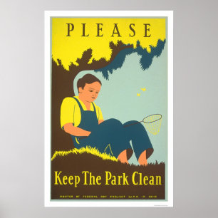 Håll parkerarengöringen 1938 WPA Poster